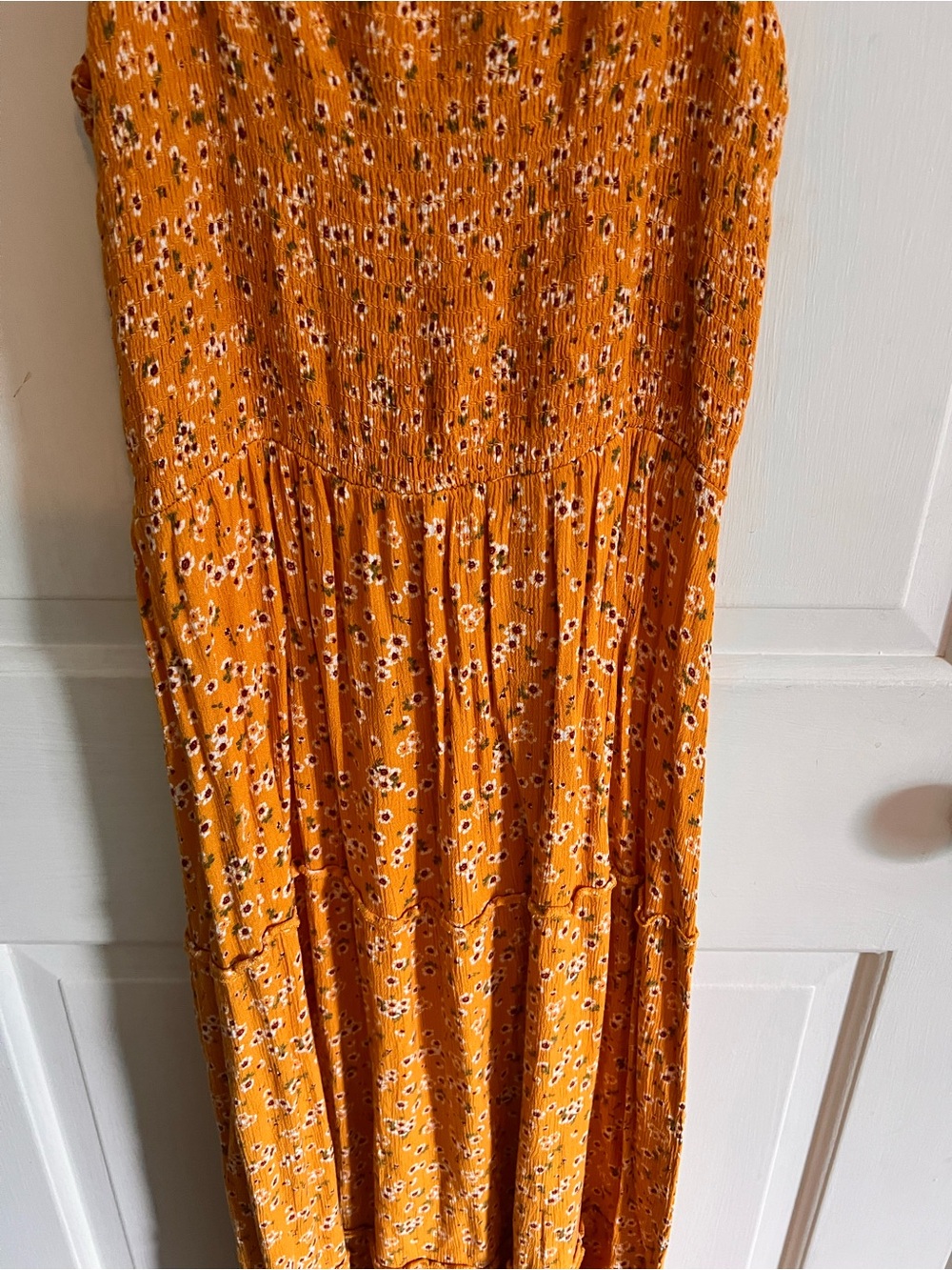 Women's Spaghetti-Strap Maxi Dress in Mustard Floral cottagecore M - Picture 6 of 8